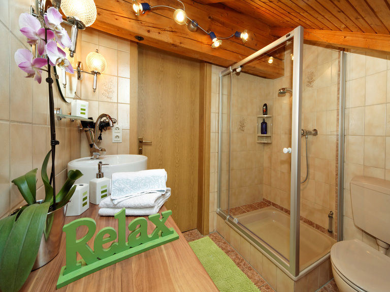 Badezimmer mit Dusche/WC in der Ferienwohnung Arber in Bodenmais